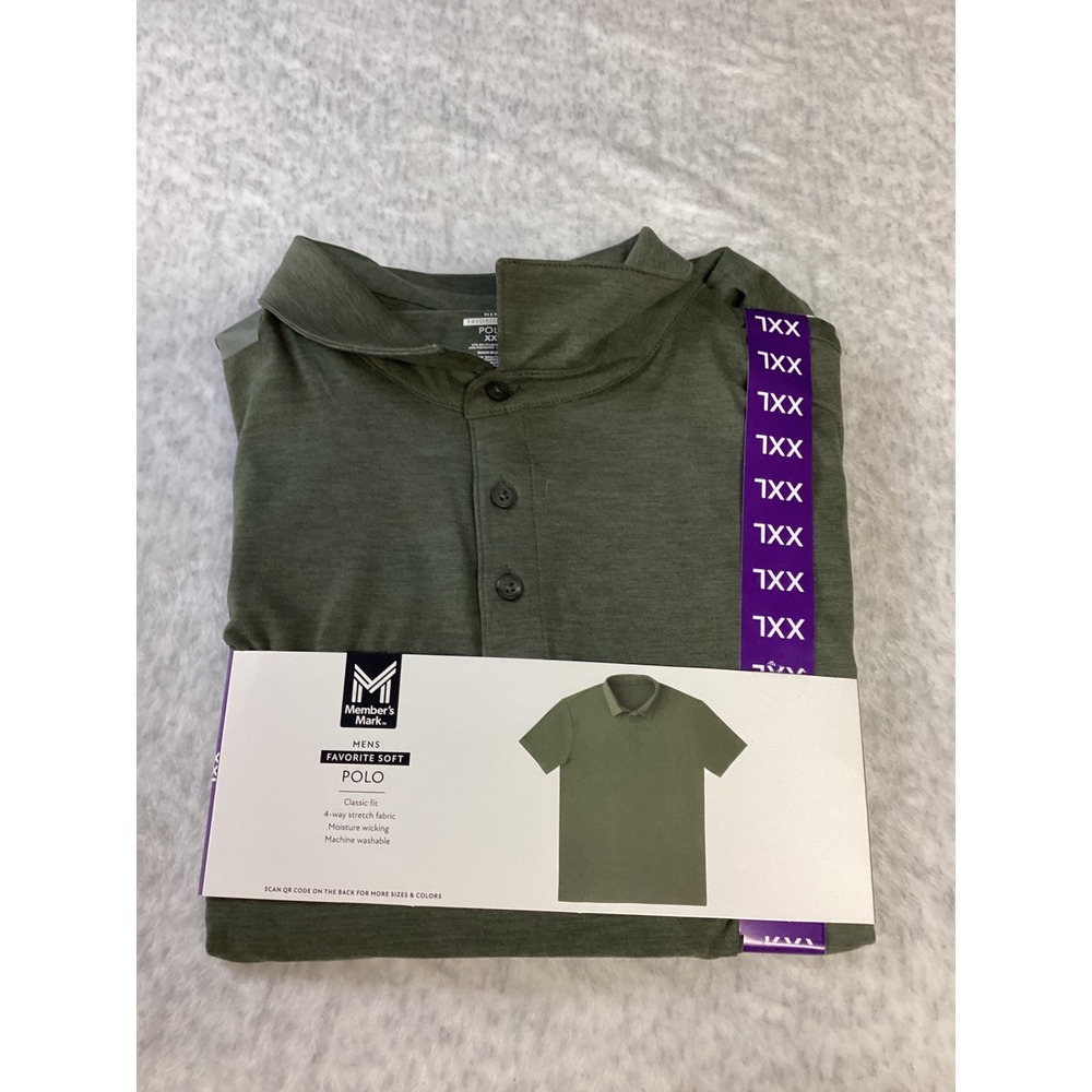 Member's Mark Men Favorite Soft Polo Shirt XXL Olive Green Stretch Moisture Wick